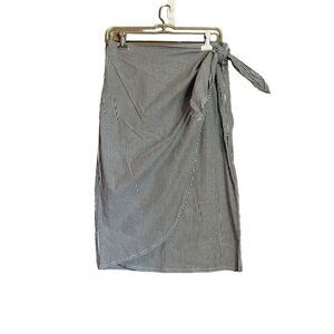 NWT! Chaps blue and white strip faux wrap skirt